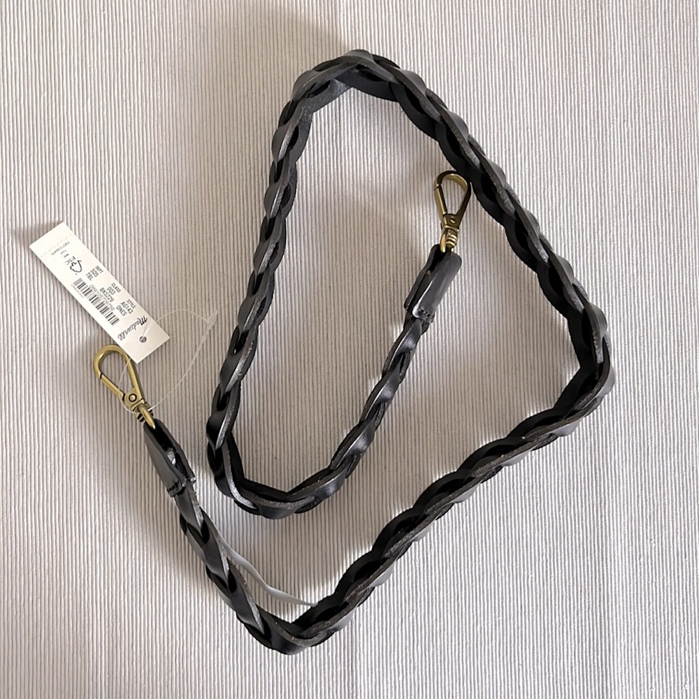 NWT Madewell The Shoulder Bag Strap: Braided Leather Edition in True Black